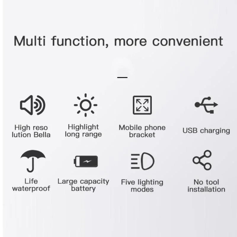 4 in 1 Bicycle Bike Light Bike Horn Phone Holder 4000mAh Power Bank BG-LY-25 - Black-Cellmalls