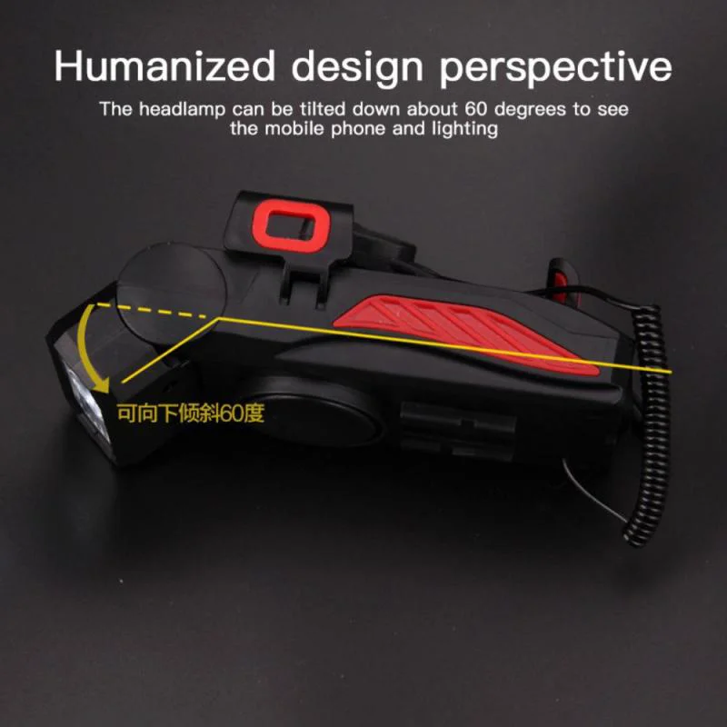 4 in 1 Bicycle Bike Light Bike Horn Phone Holder 4000mAh Power Bank BG-LY-25 - Black-Cellmalls