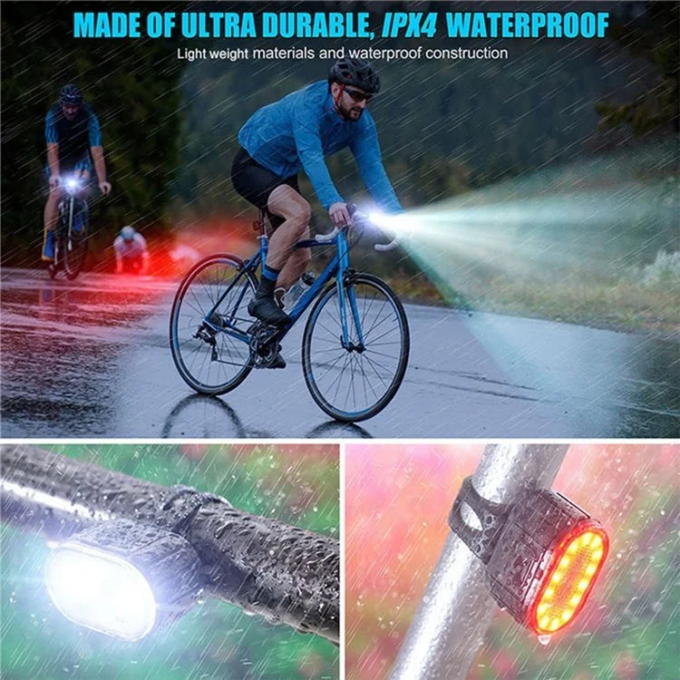 USB Rechargeable Bike Light Set  IPX4 Bright Front Headlight and Rear LED Bicycle Light Accessories for Night Riding Cycling-Cellmalls