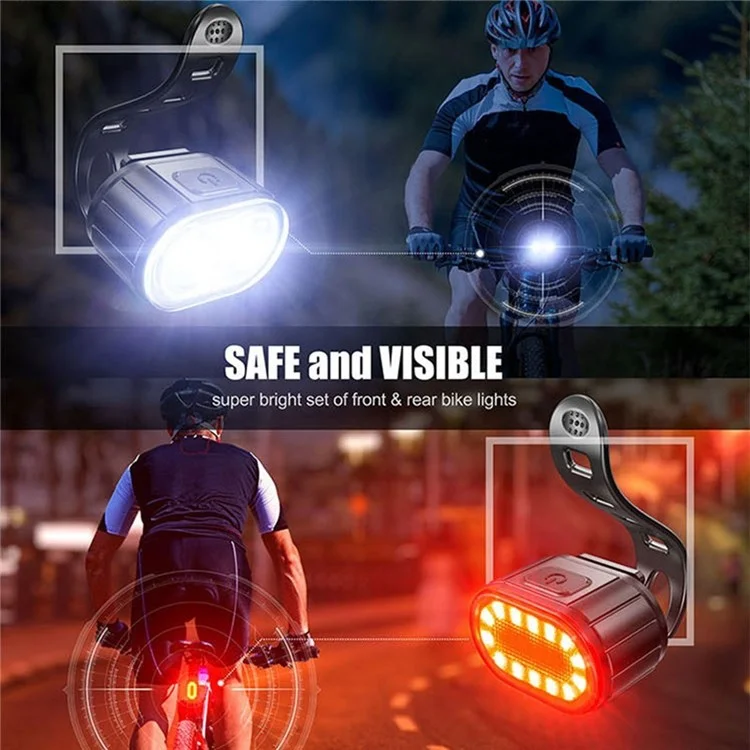USB Rechargeable Bike Light Set  IPX4 Bright Front Headlight and Rear LED Bicycle Light Accessories for Night Riding Cycling-Cellmalls