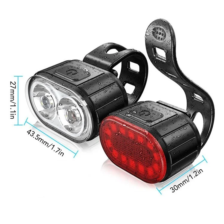 USB Rechargeable Bike Light Set  IPX4 Bright Front Headlight and Rear LED Bicycle Light Accessories for Night Riding Cycling-Cellmalls