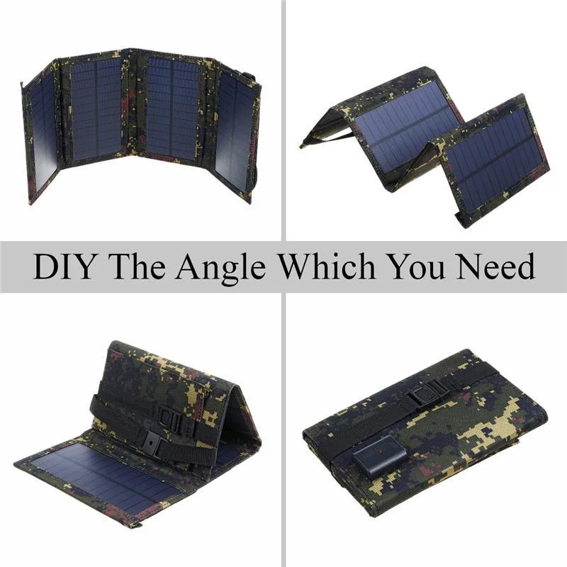 20W Foldable Solar Panel Portable Power Station Generator USB Charger - Black-Cellmalls