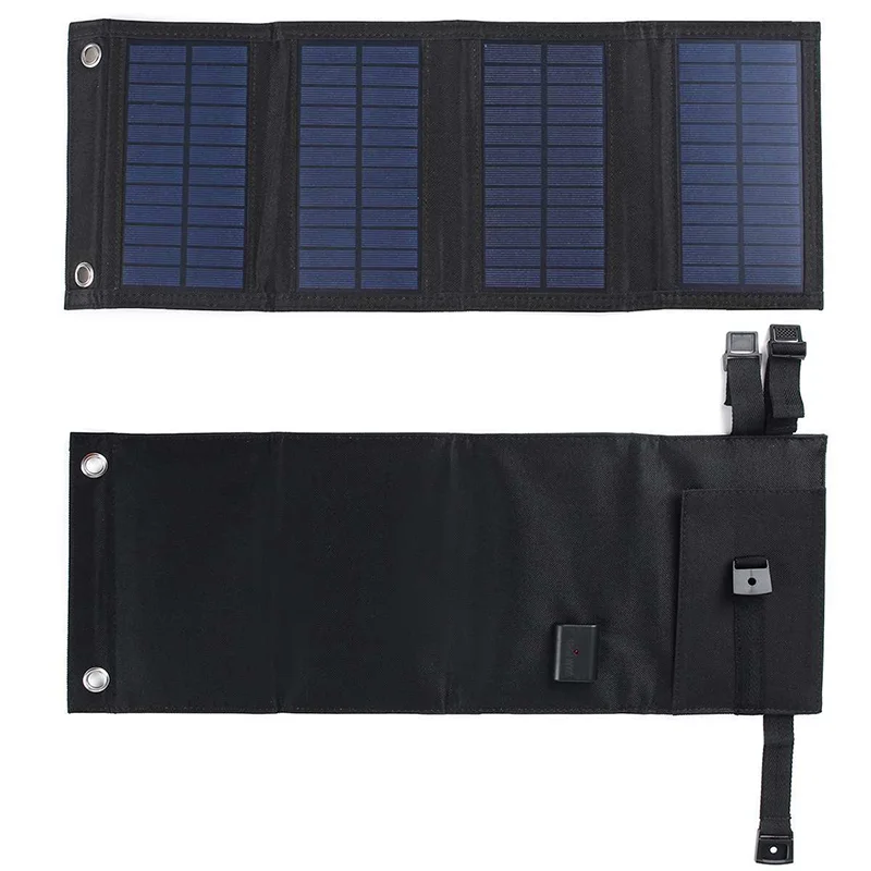 20W Foldable Solar Panel Portable Power Station Generator USB Charger - Black-Cellmalls