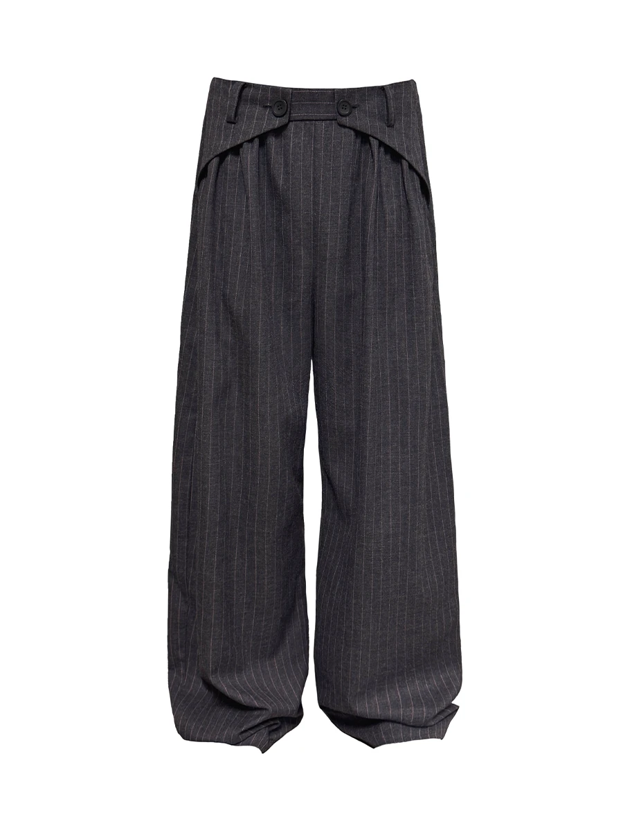 Jcaesar Pink striped fold-over dress pants
