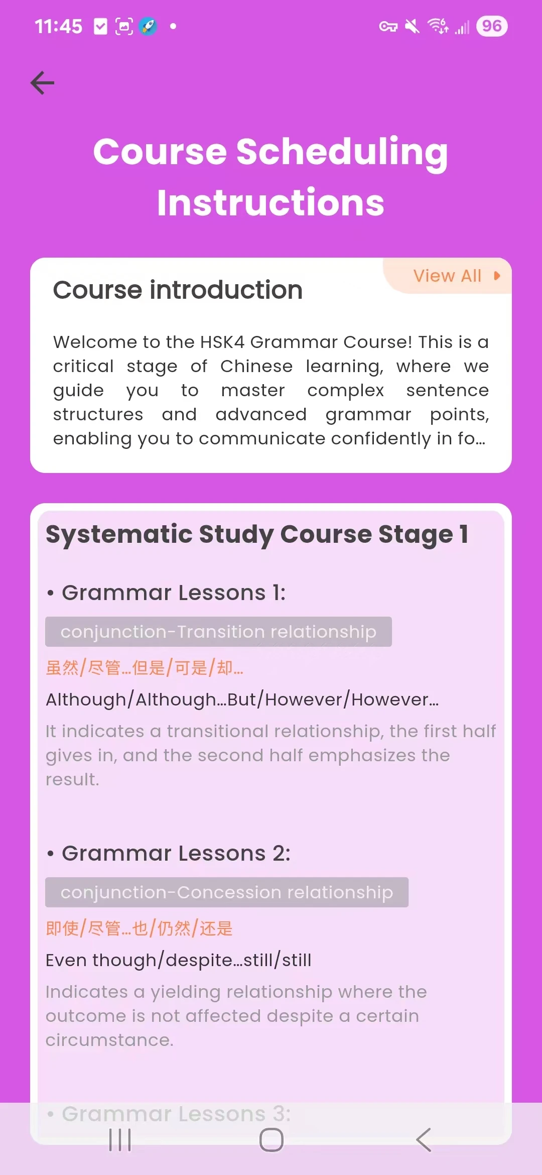 Grammar Learning Class