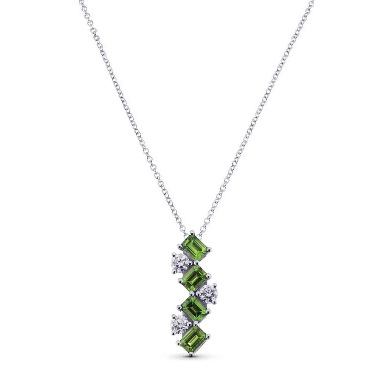 Green Tourmaline and Diamond Drop Pendant