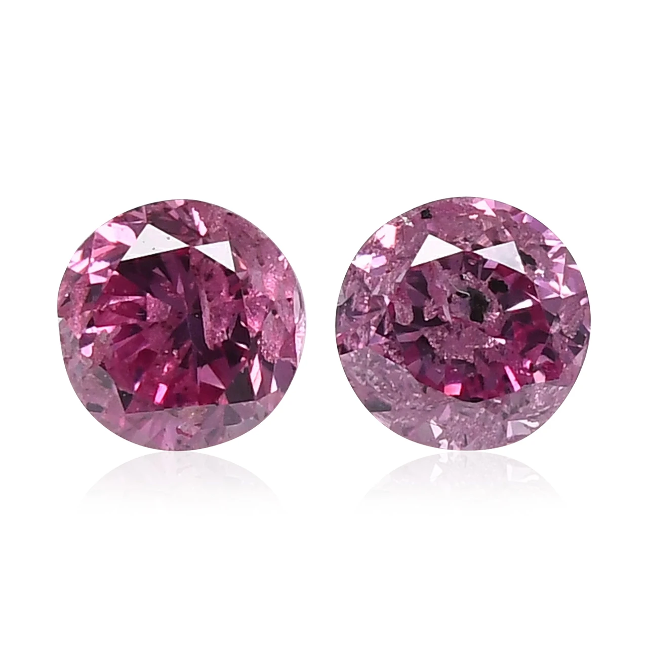 0.36 Carat Fancy Intense Purplish Pink Round Brilliant Diamonds I3