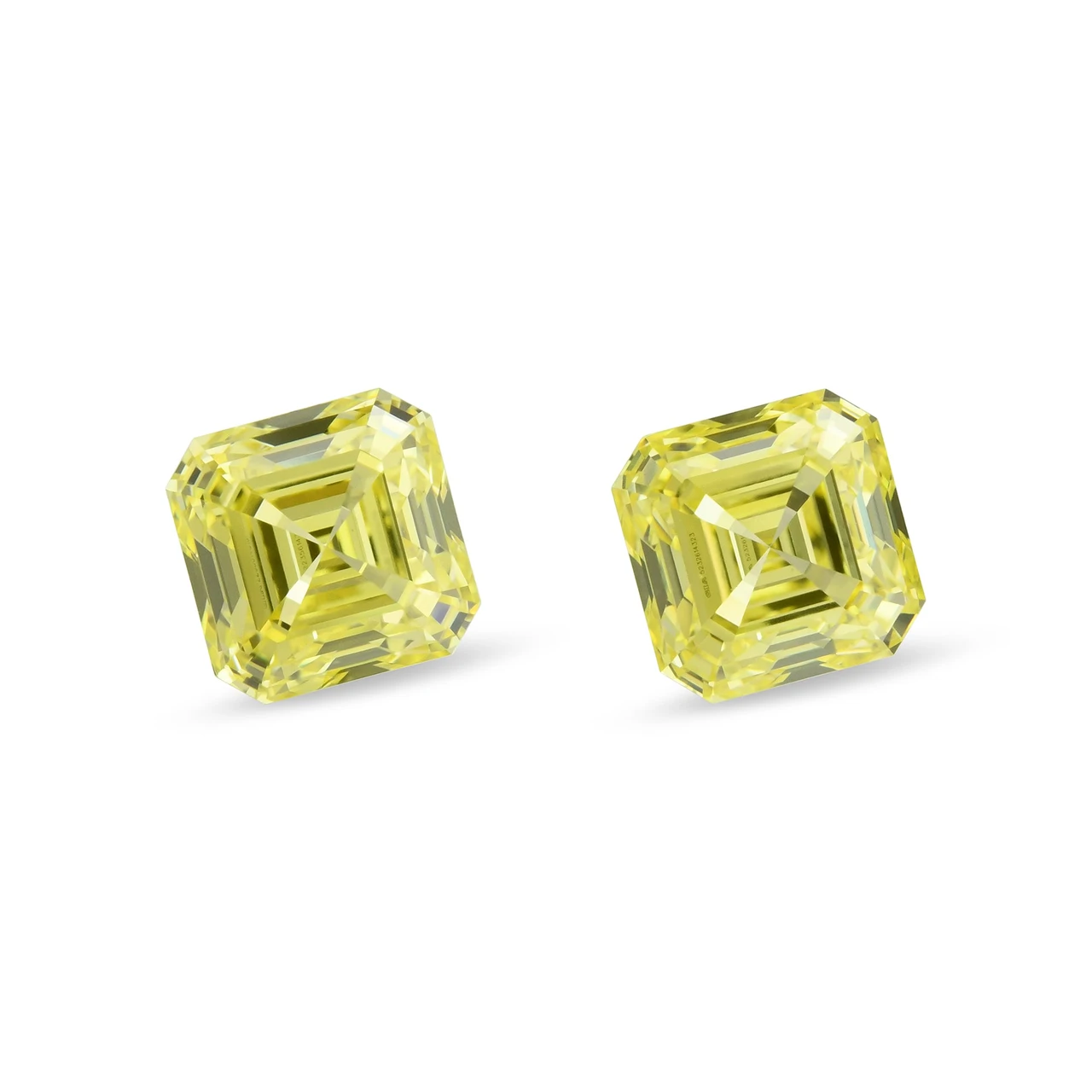 1.51 Carat Fancy Intense Yellow Asscher Diamonds VS1 GIA Pair