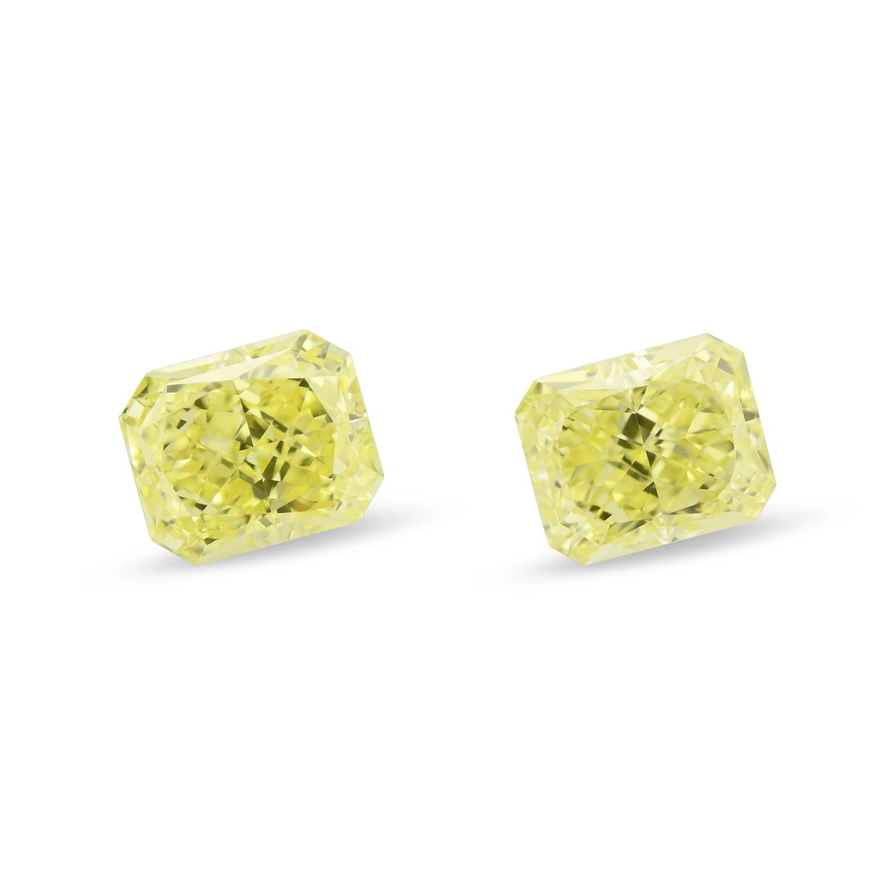 1.29 Carat Fancy Yellow Radiant Diamonds VS1 GIA Pair