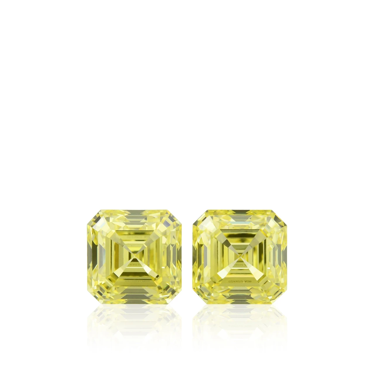 1.51 Carat Fancy Intense Yellow Asscher Diamonds VS1 GIA Pair