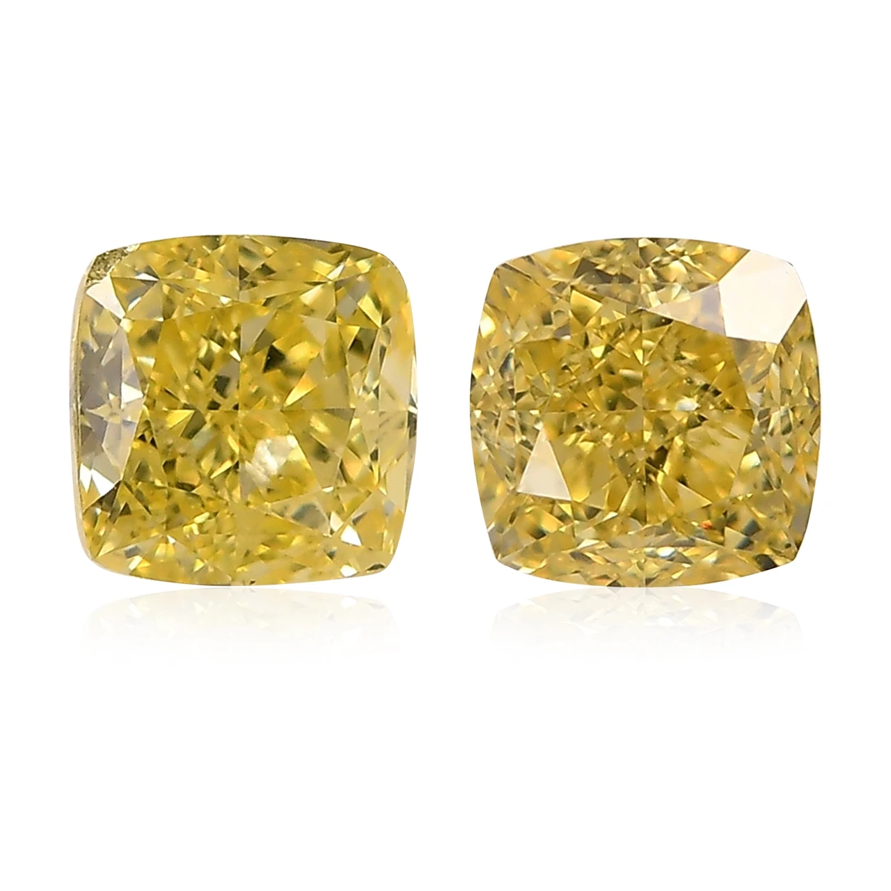 2.09 Carat Fancy Intense Yellow Cushion Diamonds VS2