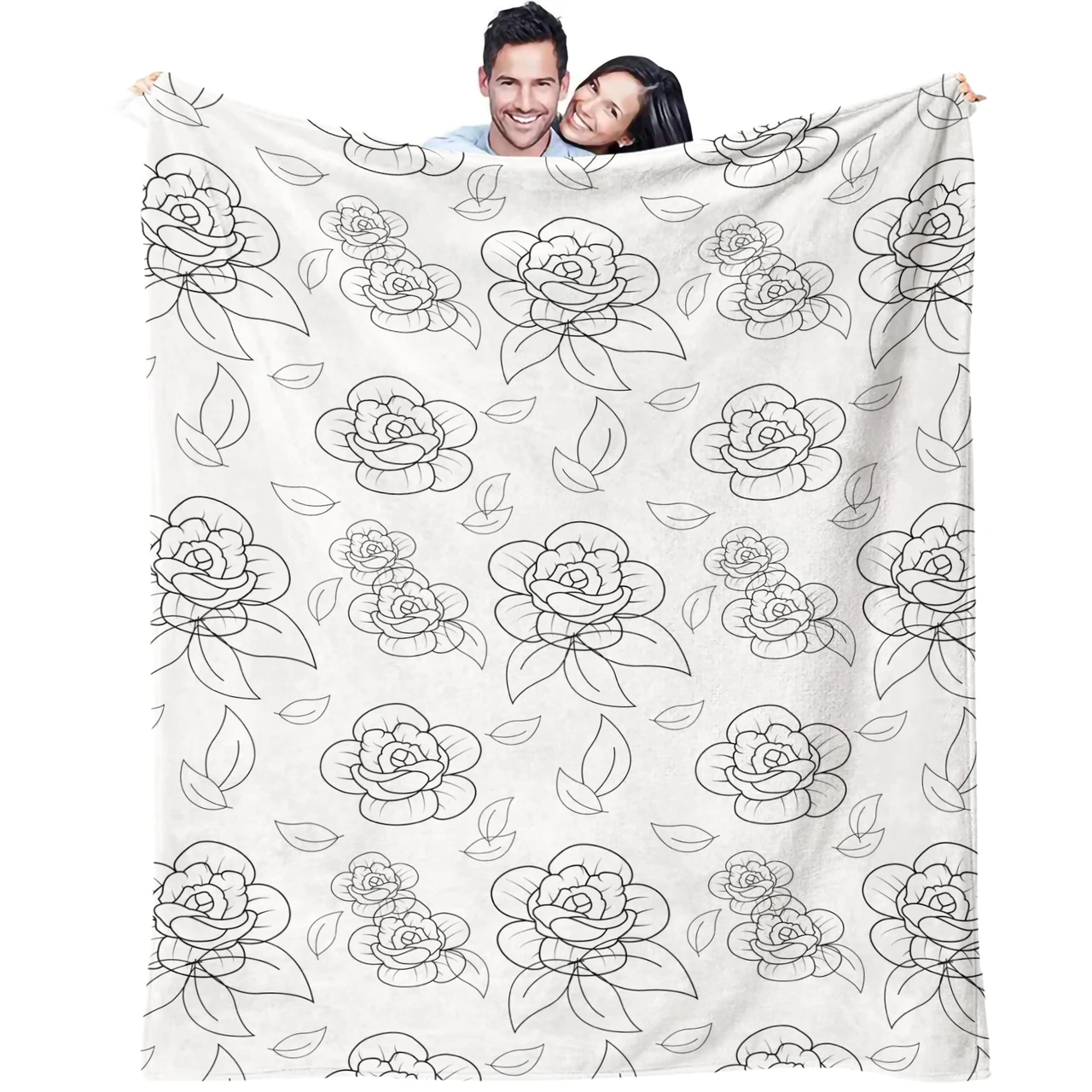 Ultra-Soft Minimalist Floral Line Art Throw Blanket | Breathable Cotton Blend​