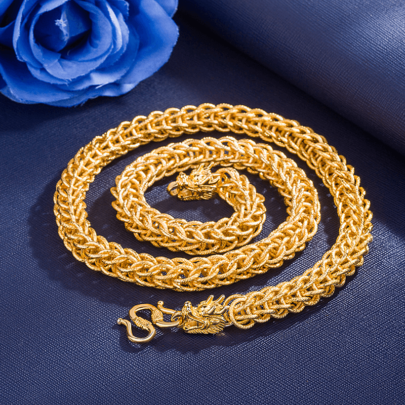 Dragon Head Gold-Plated Men's Necklace – Boss Chain, Show-Off Essential, Mafia Style, Luxury Gold Chain