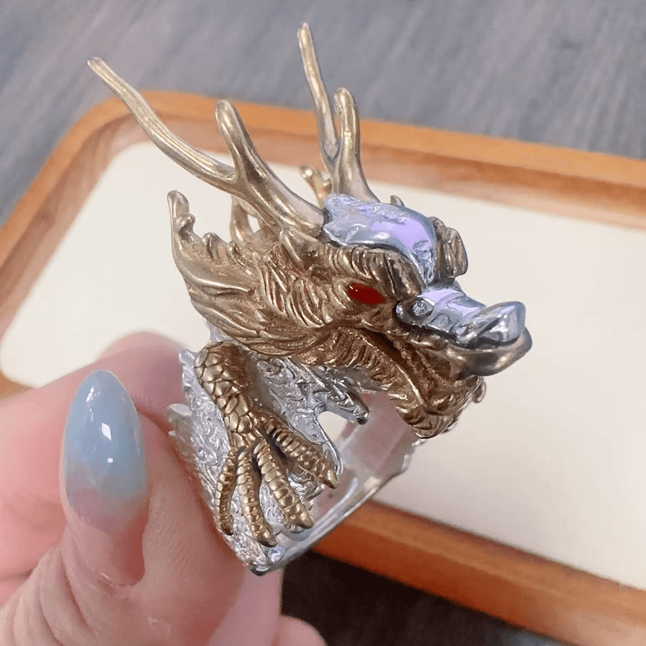 Retro and domineering Golden Dragon men's ring, hip-hop trend personalized design, adjustable opening ring