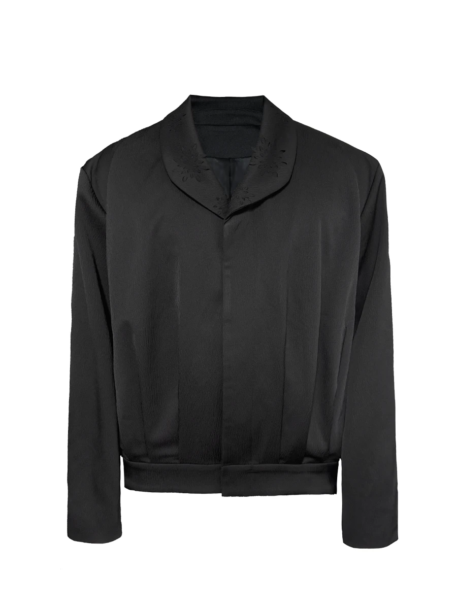 JCAESAR Pressed Pleated Jacket With Embossed Collar Details 