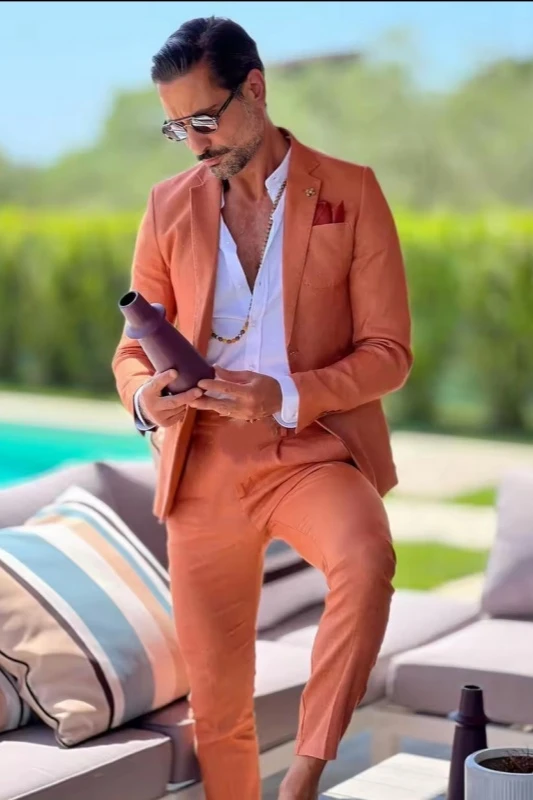 Kevin Orange Notched Lapel Prom Men Suits