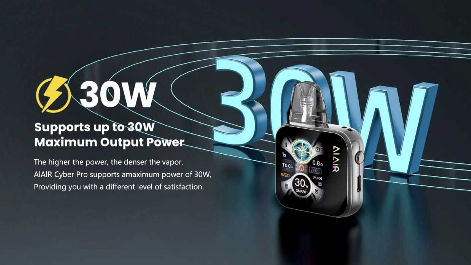 AlAlR Cyber Pro AI Smart Vape MOD 30W Replaceable POD e cigarette kit With Voice chat and games