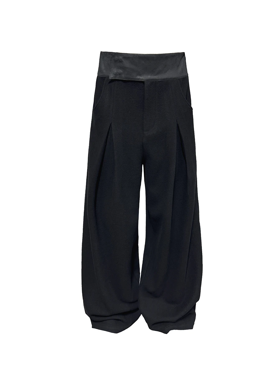 JCAESAR Knitted Wool Trousers With Leather Waist