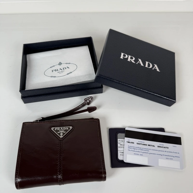 Prada 1ML050 Waxed Leather Bifold Wallet​