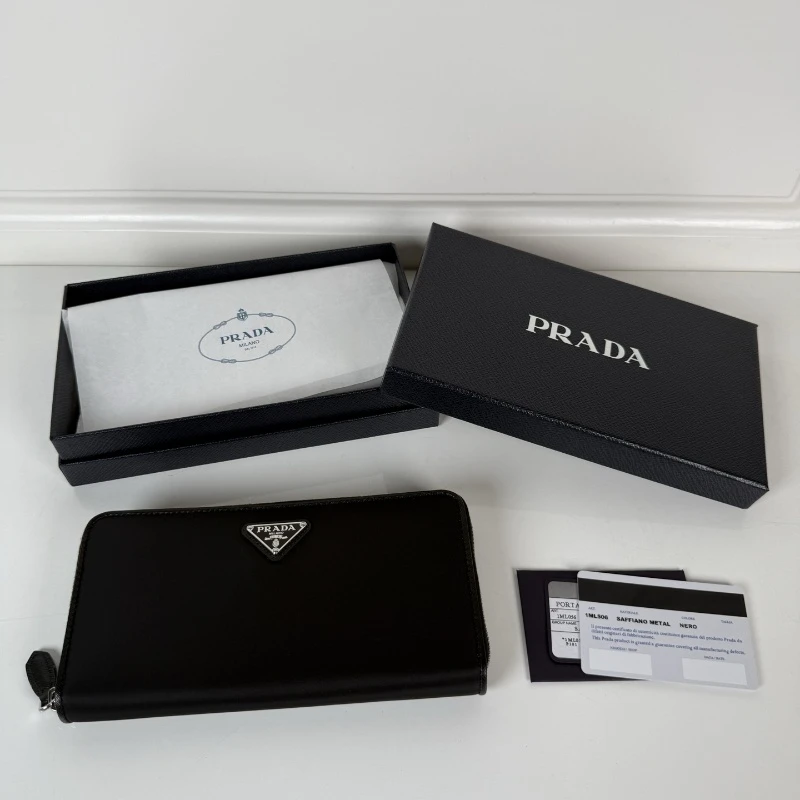 Prada 1ML506 Nylon & Calfskin Zip Wallet​