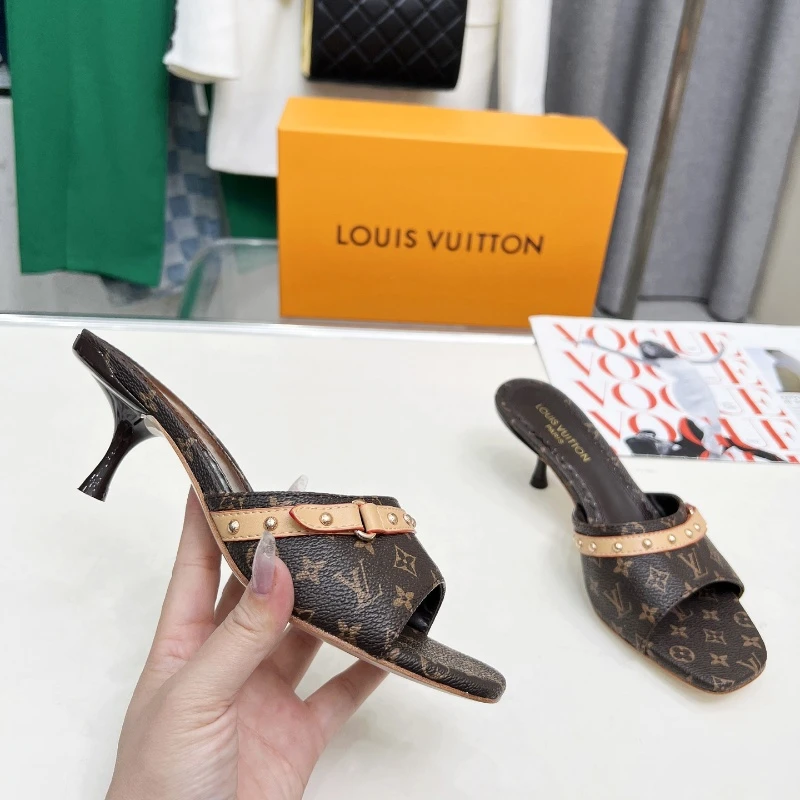 ​​Louis Vuitton Denim Cat Heel Slides​