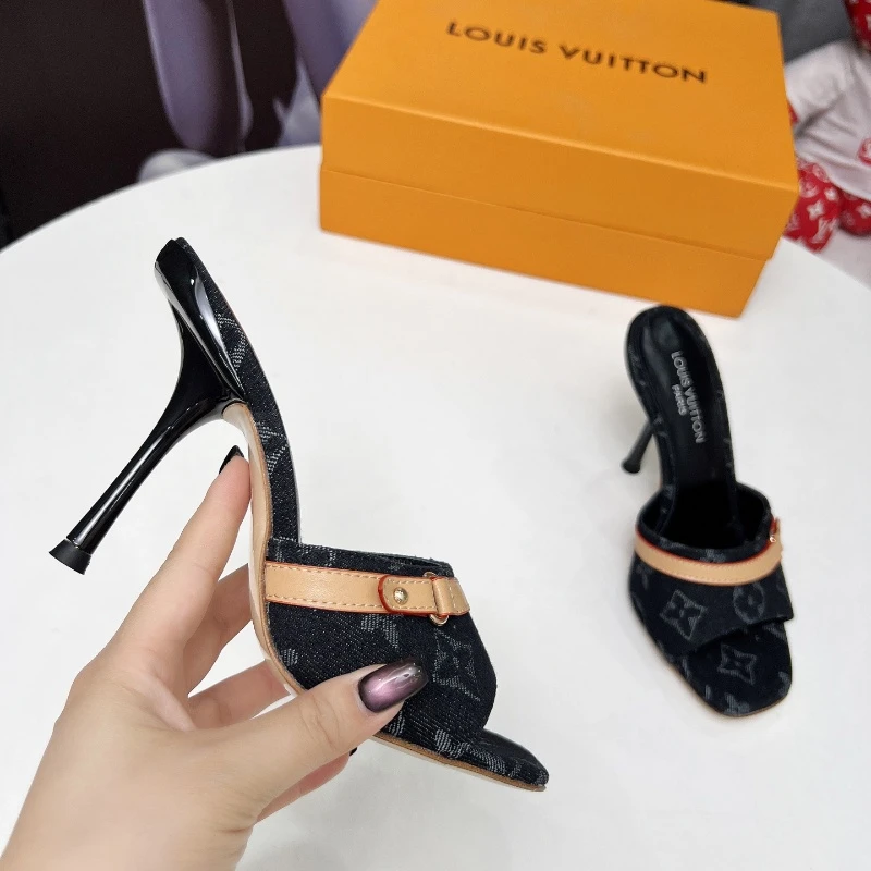 ​​Louis Vuitton – Denim Cat Heel Slides​