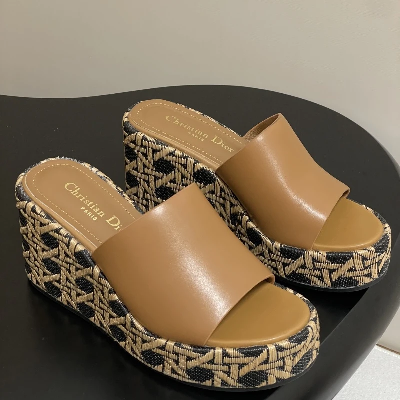 Dior D-Attitude wedge heel cross strap platform sandal