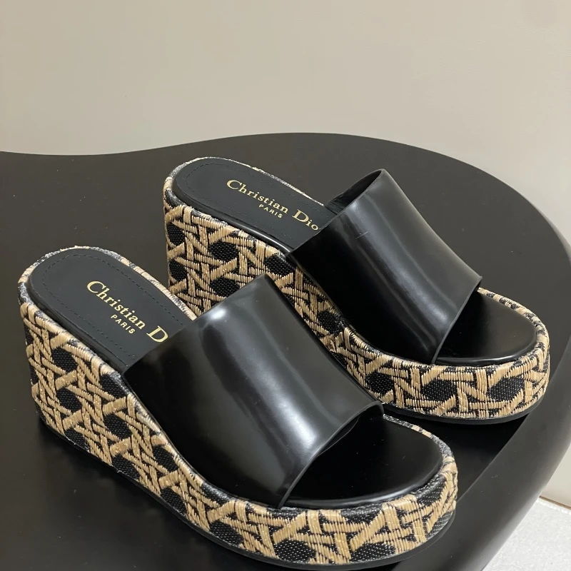 Dior D-Attitude wedge heel cross strap platform sandal