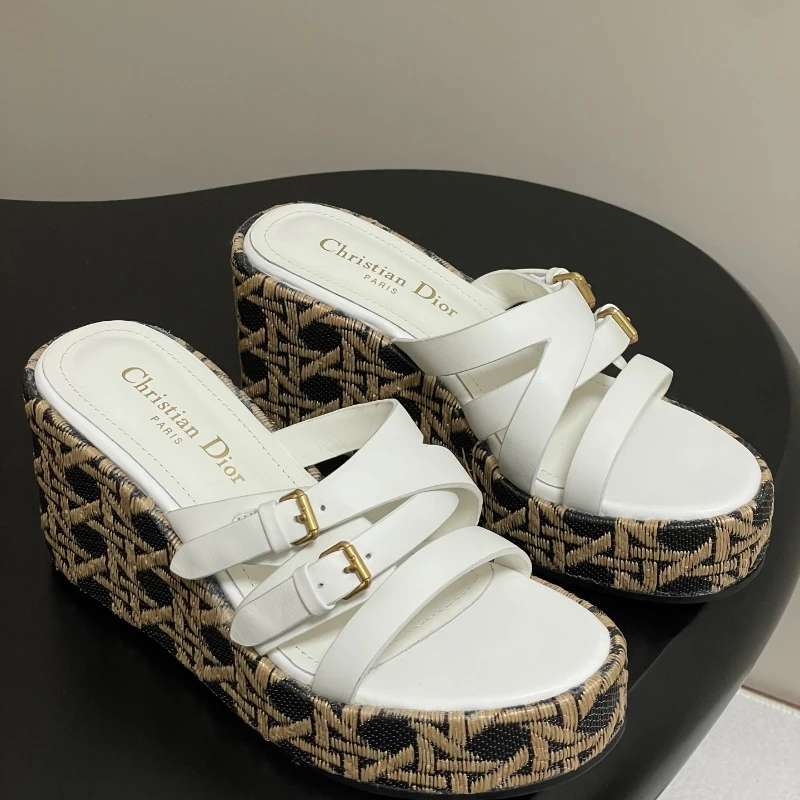 Dior D-Attitude wedge heel cross strap platform sandal