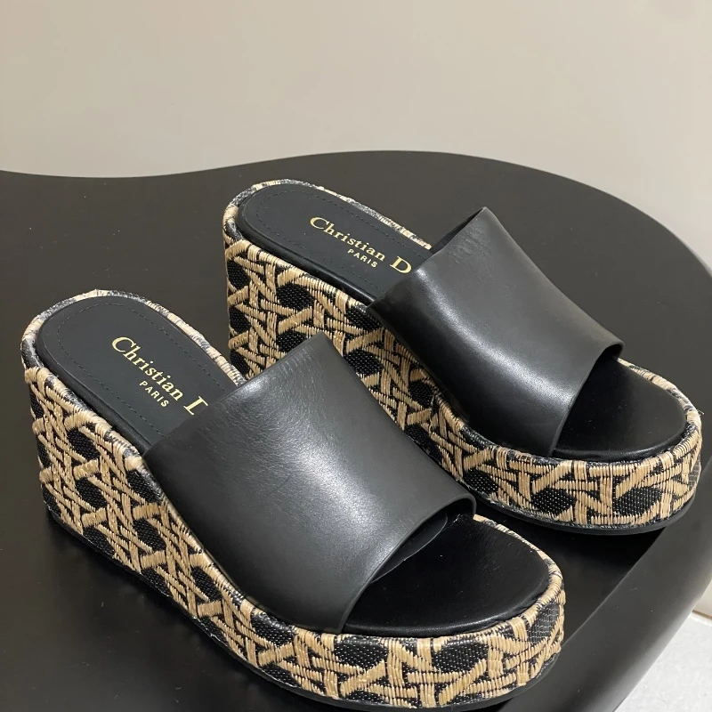 Dior D-Attitude wedge heel cross strap platform sandal