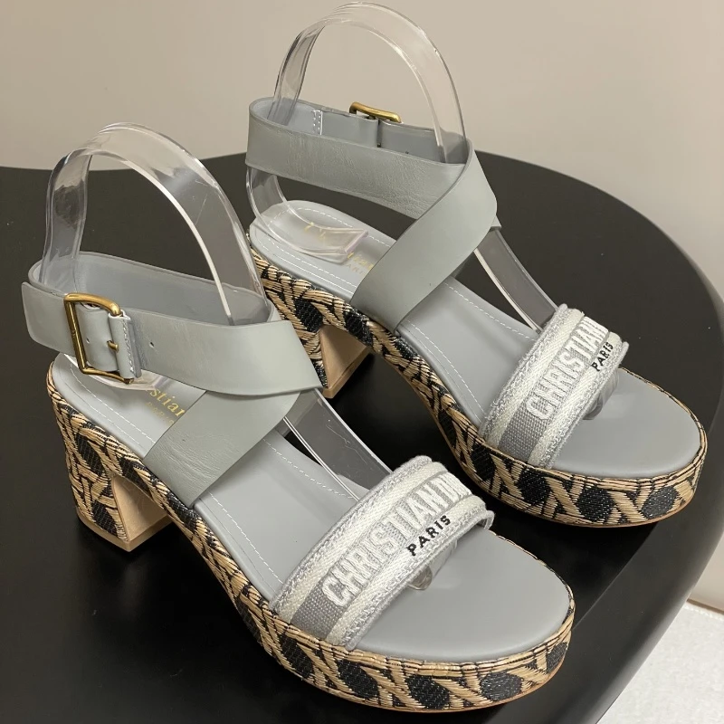 Dior D-Attitude wedge sandals with cross straps and platform sandals