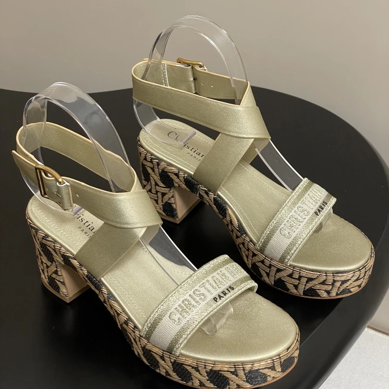 Dior D-Attitude wedge sandals with cross straps and platform sandals