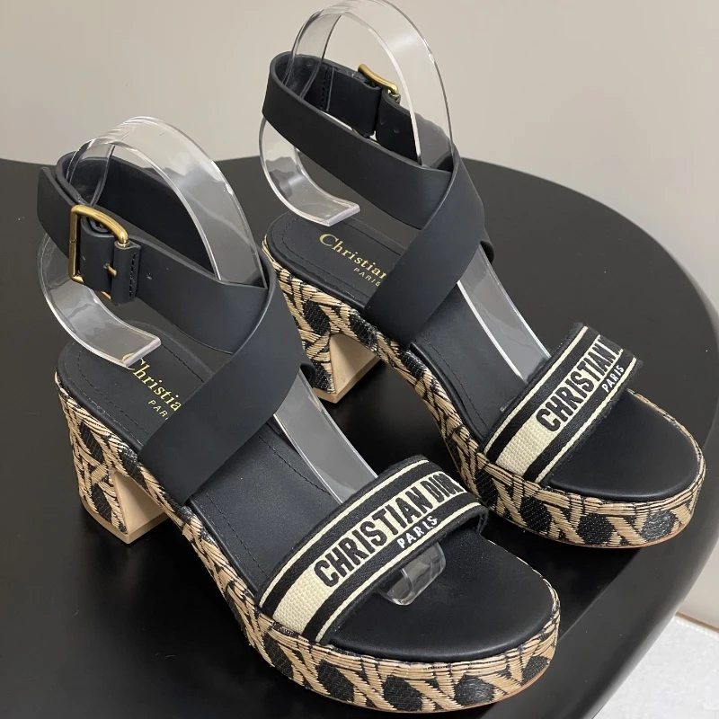 Dior D-Attitude wedge sandals with cross straps and platform sandals