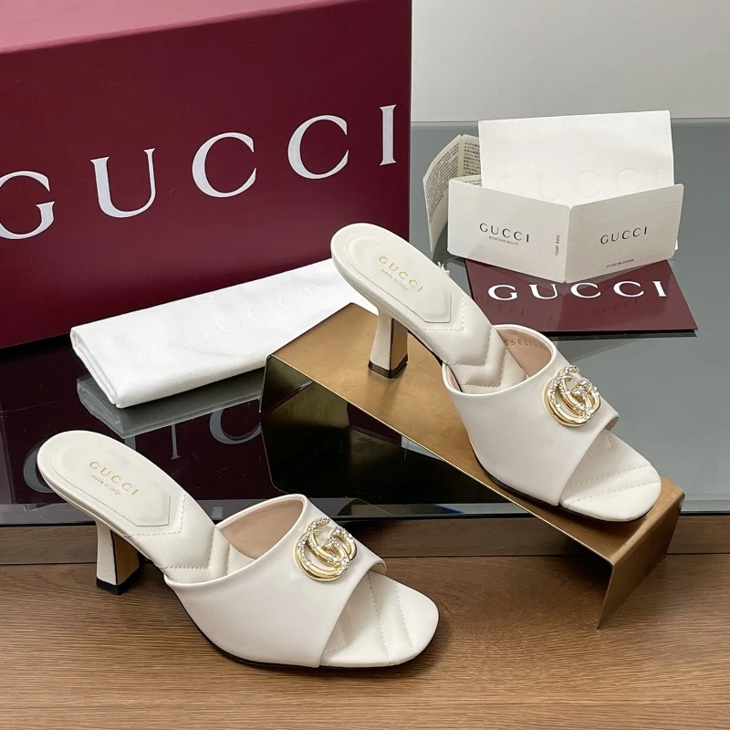 GuCC l2025 Diamond-studded Double G Buckle Slippers