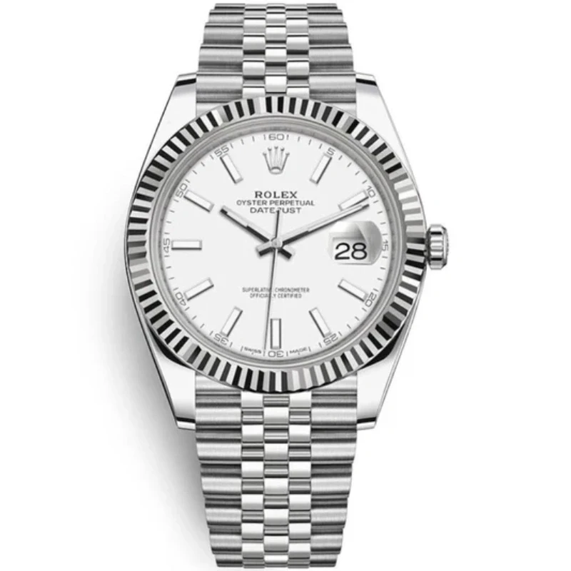 Rolex Datejust 41mm Fluted Bezel White Index Dial Jubilee - 126334