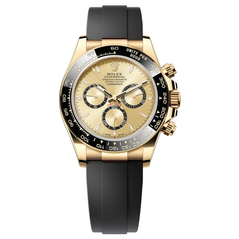 Rolex Cosmograph Daytona 40mm Yellow Gold Ceramic Bezel Champagne Dial Oysterflex - 126518LN - New 2025