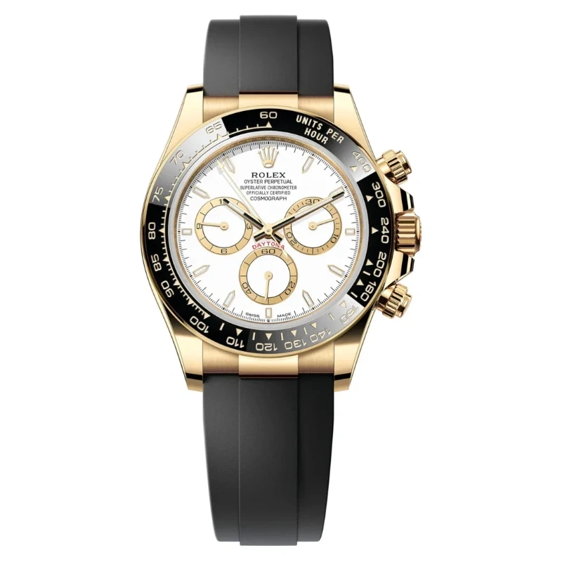 Rolex Cosmograph Daytona Yellow Gold Ceramic Bezel White Dial Oysterflex - 126518LN - New 2025