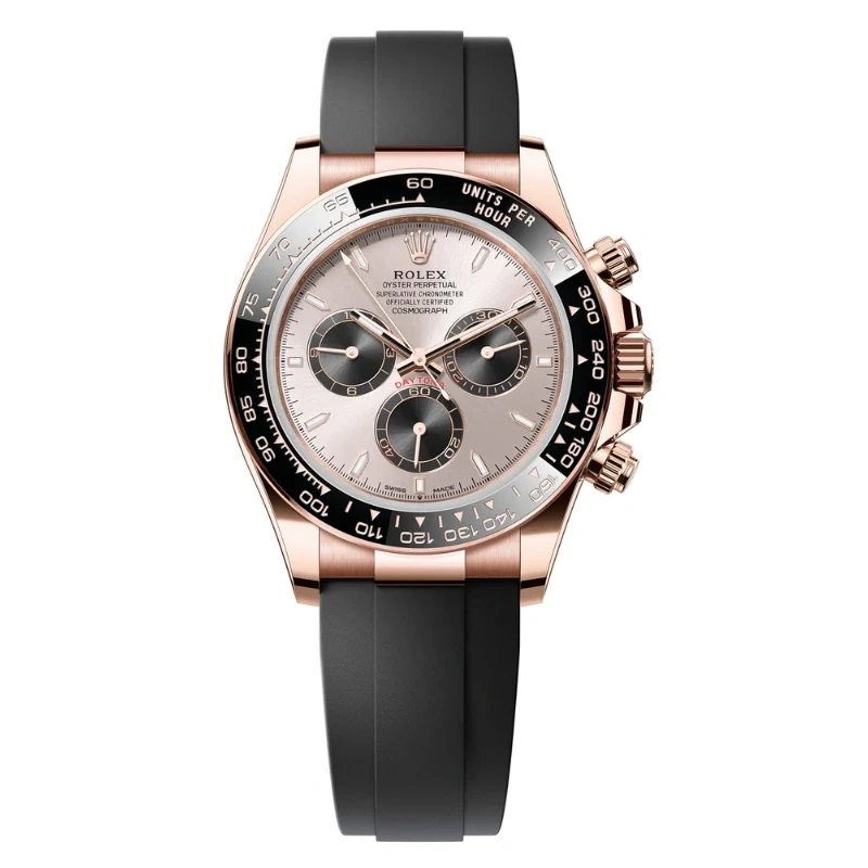 Rolex Cosmograph Daytona 40mm Everose Gold Ceramic Bezel Sundust and Black Index Dial Oysterflex - 126515LN - New 2025