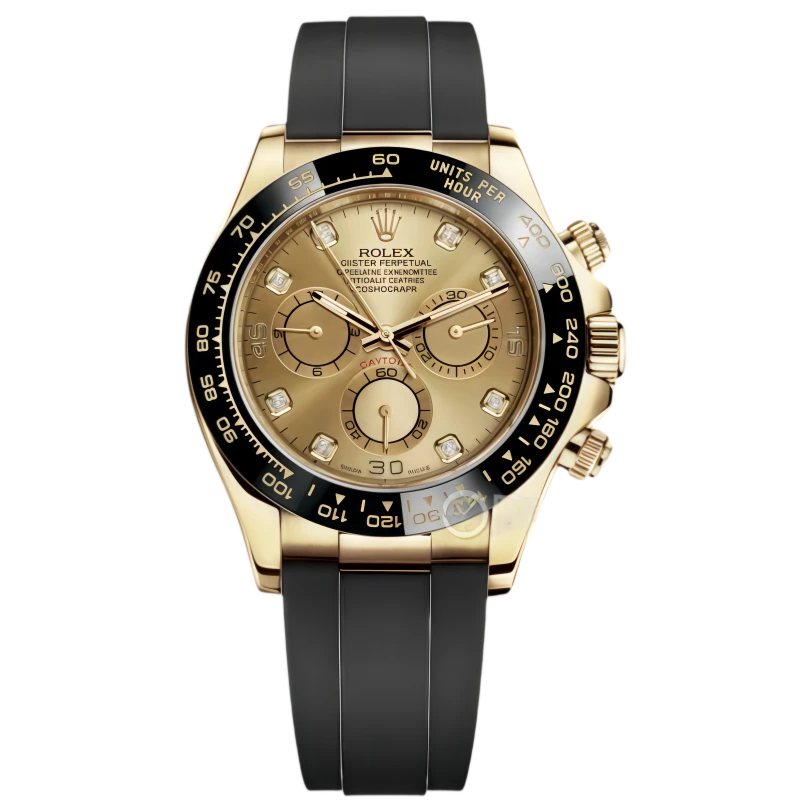 Daytona Champagne Diamond Yellow Gold Oysterflex Strap Mens Watch 116518LN 116518