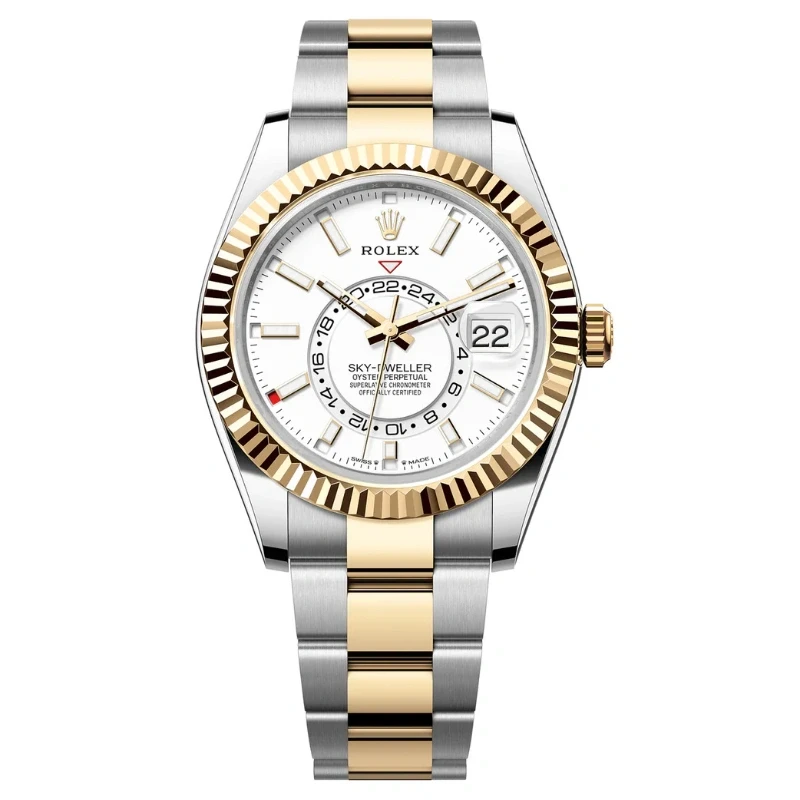 Rolex Sky-Dweller 42mm Two-Tone Yellow Gold White Dial Oyster