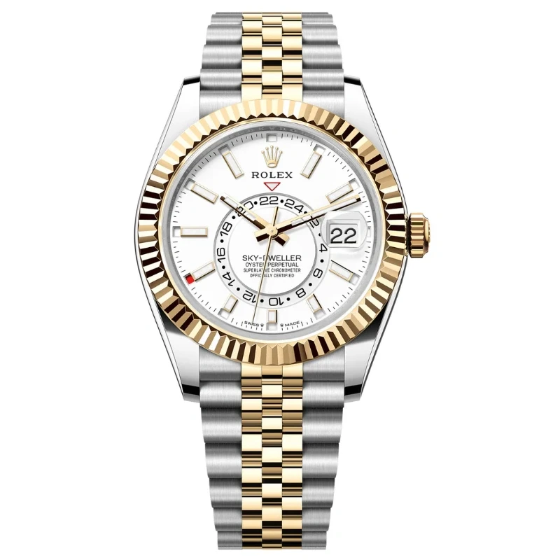 Rolex Sky-Dweller 42mm Two-Tone Yellow Gold White Dial Jubilee