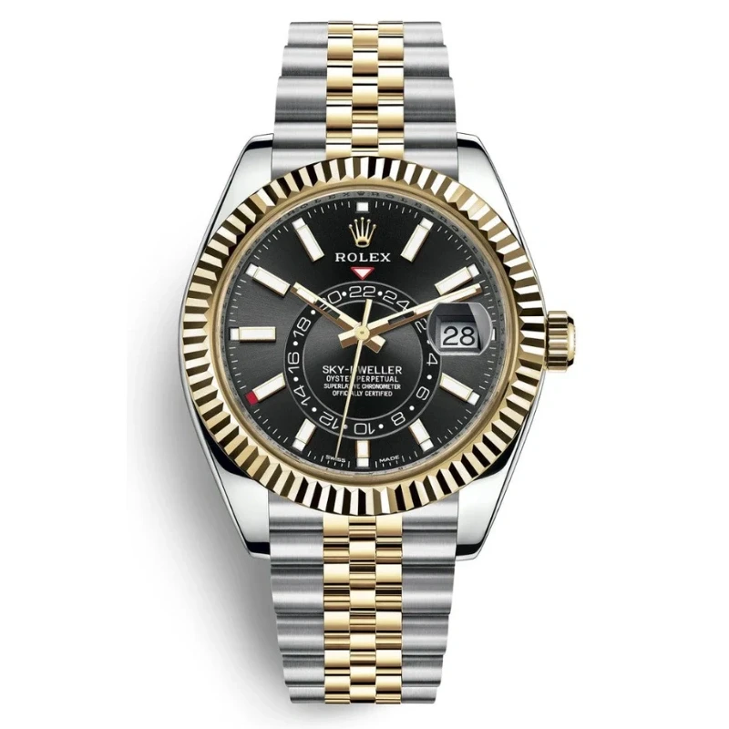 Rolex Sky-Dweller 42mm Two-Tone Yellow Gold Black Dial Jubilee