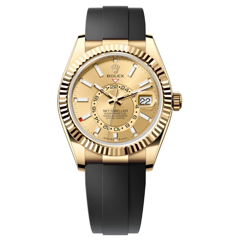Rolex Sky-Dweller 42mm Yellow Gold Champagne Dial Oysterflex