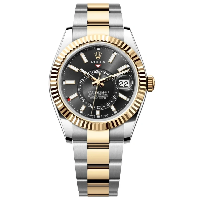 Rolex Sky-Dweller 42mm Two-Tone Yellow Gold Black Dial Oyster
