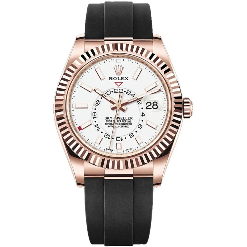 Rolex Sky-Dweller 42mm Rose Gold White Dial Oysterflex