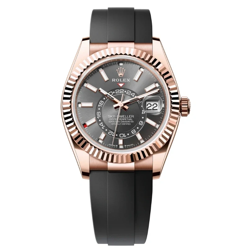 Rolex Sky-Dweller 42mm Rose Gold Slate Dial Oysterflex