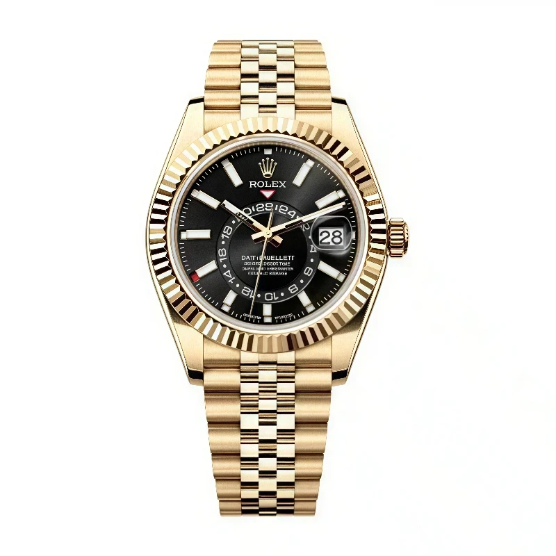 Rolex Sky-Dweller 42mm Yellow Gold Black Dial Jubilee