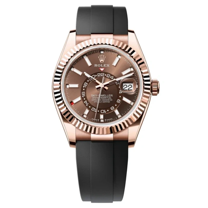 Rolex Sky-Dweller 42mm Rose Gold Chocolate Dial Oysterflex