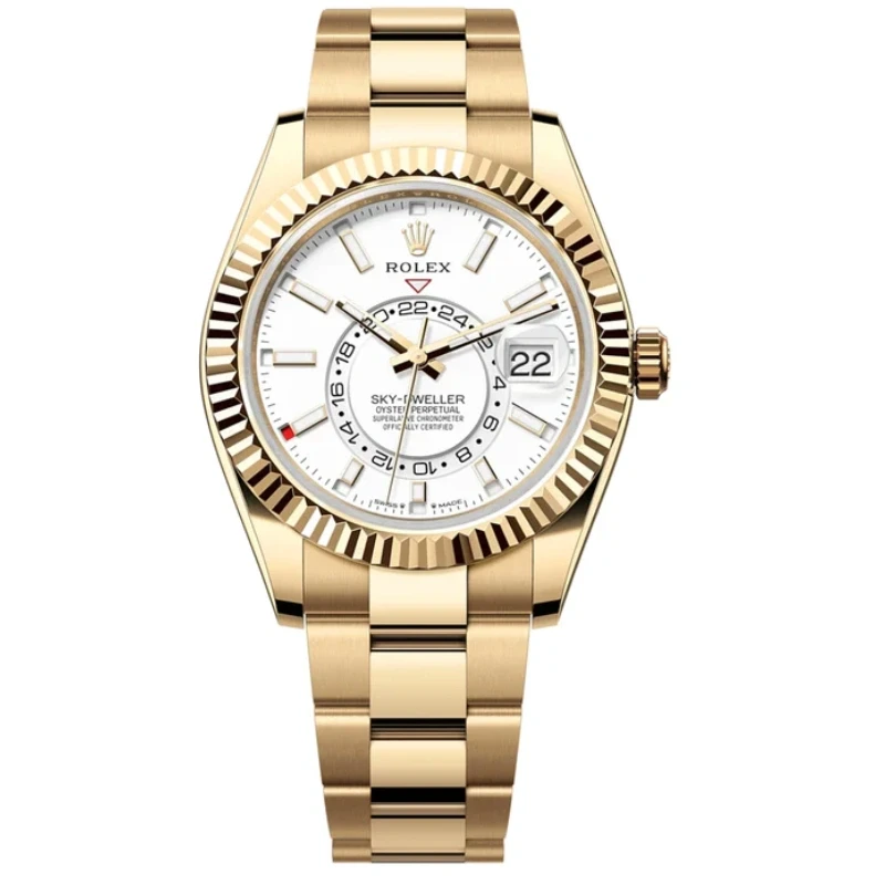 Rolex Sky-Dweller 42mm Yellow Gold White Dial Oyster