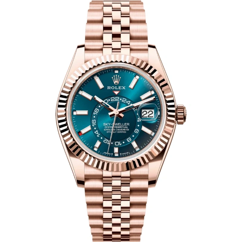 Rolex Sky-Dweller 42mm Rose Gold Blue Dial Jubilee
